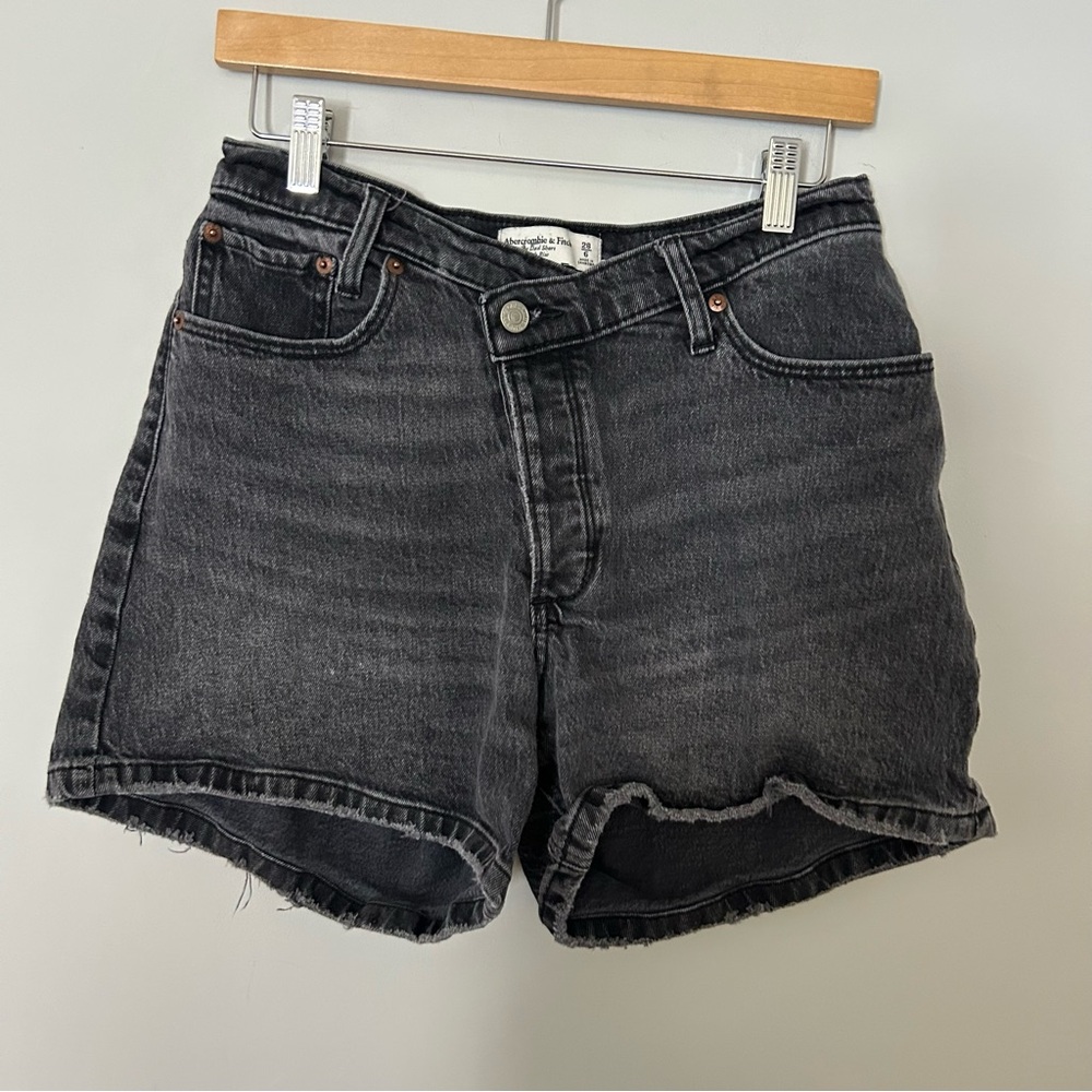 Abercrombie & Fitch Black Washed Denim Jean Shorts